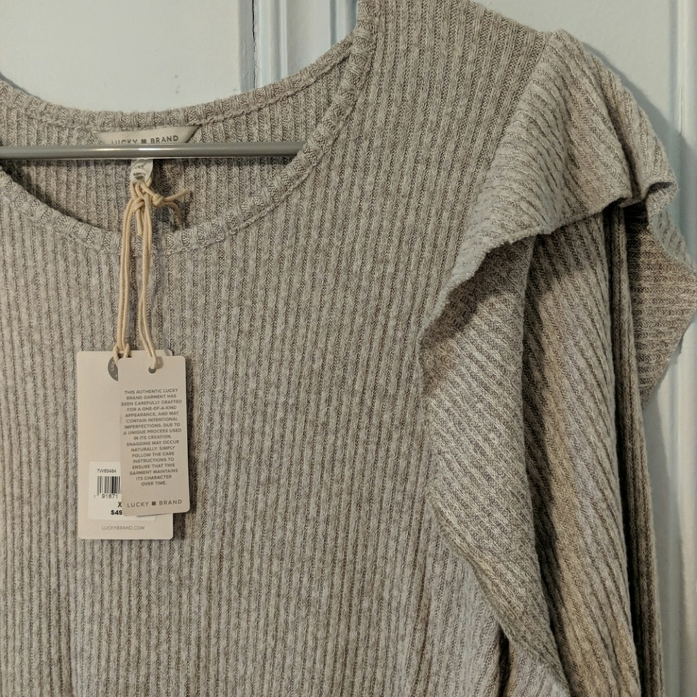 Lucky Brand Rib Ruffle Top - Picture 3 of 7
